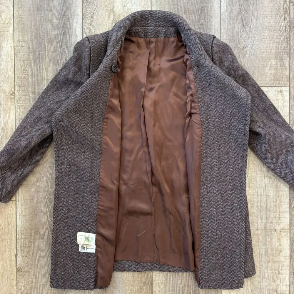 Vintage Jill Jr Womens Herringbone Wool Coat Size M/L 60s Union Made USA Classic - Picture 12 of 16